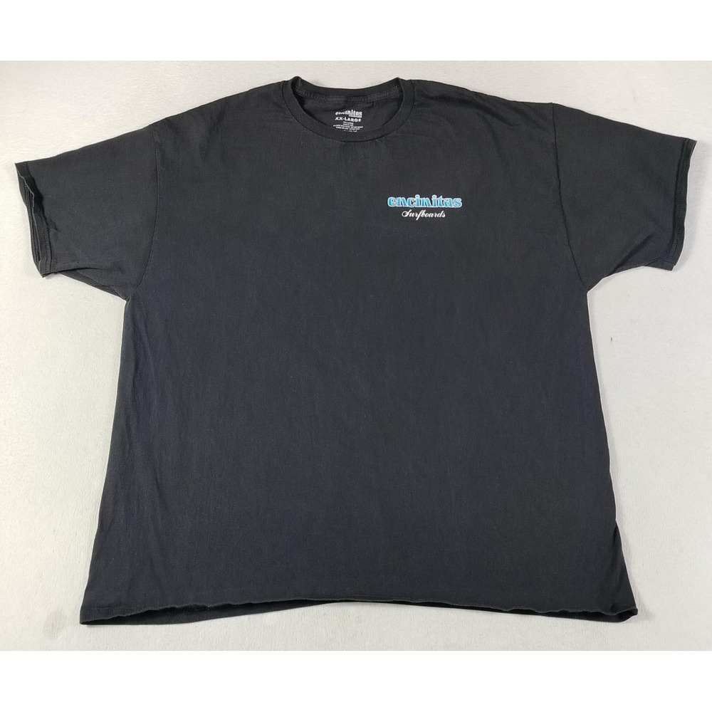 Encinitas Surfboards Shirt Mens 2XL Black Logo Graphic Tee Surf Shop Hippie